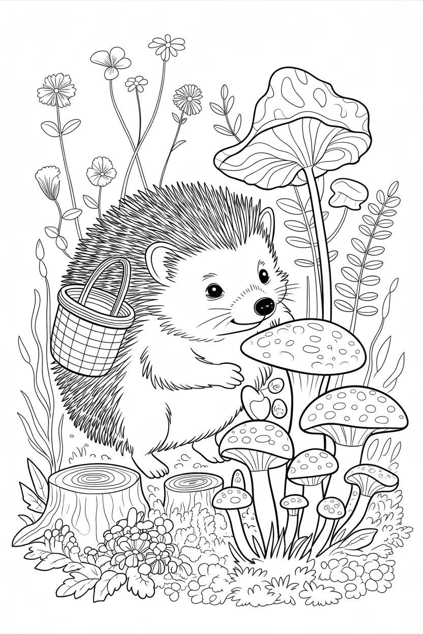 Cute hedgehog Design 2 - Cute Hedgehog Coloring Pages Free Printable for Kids