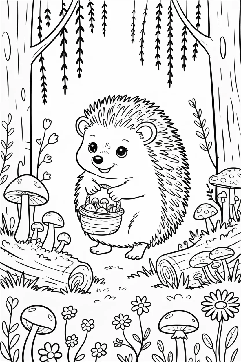 Cute hedgehog Design 4 - Cute Hedgehog Coloring Pages Free Printable for Kids