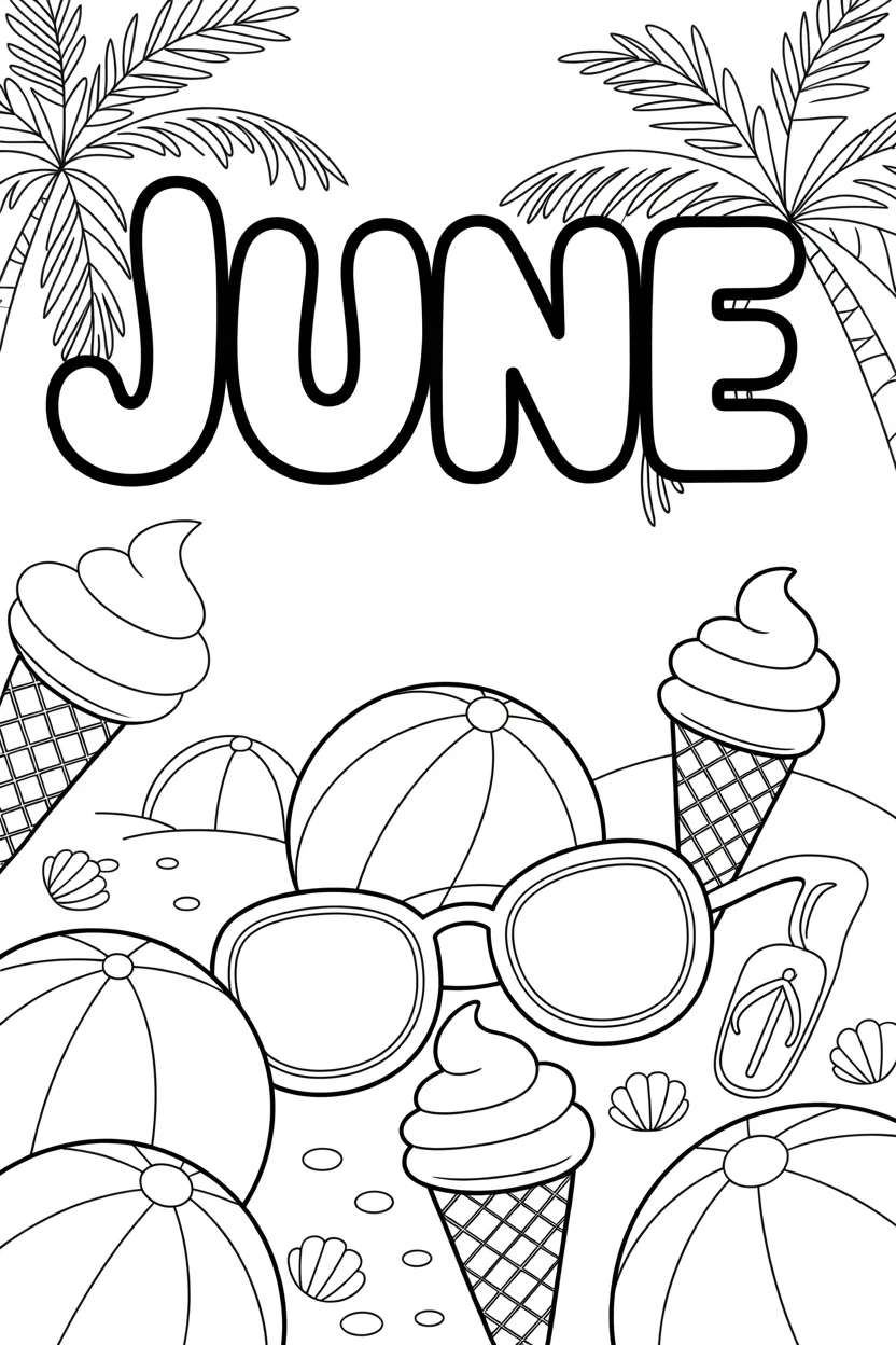 Cute june month Design 1 - Cute June Month Coloring Pages Free Printable