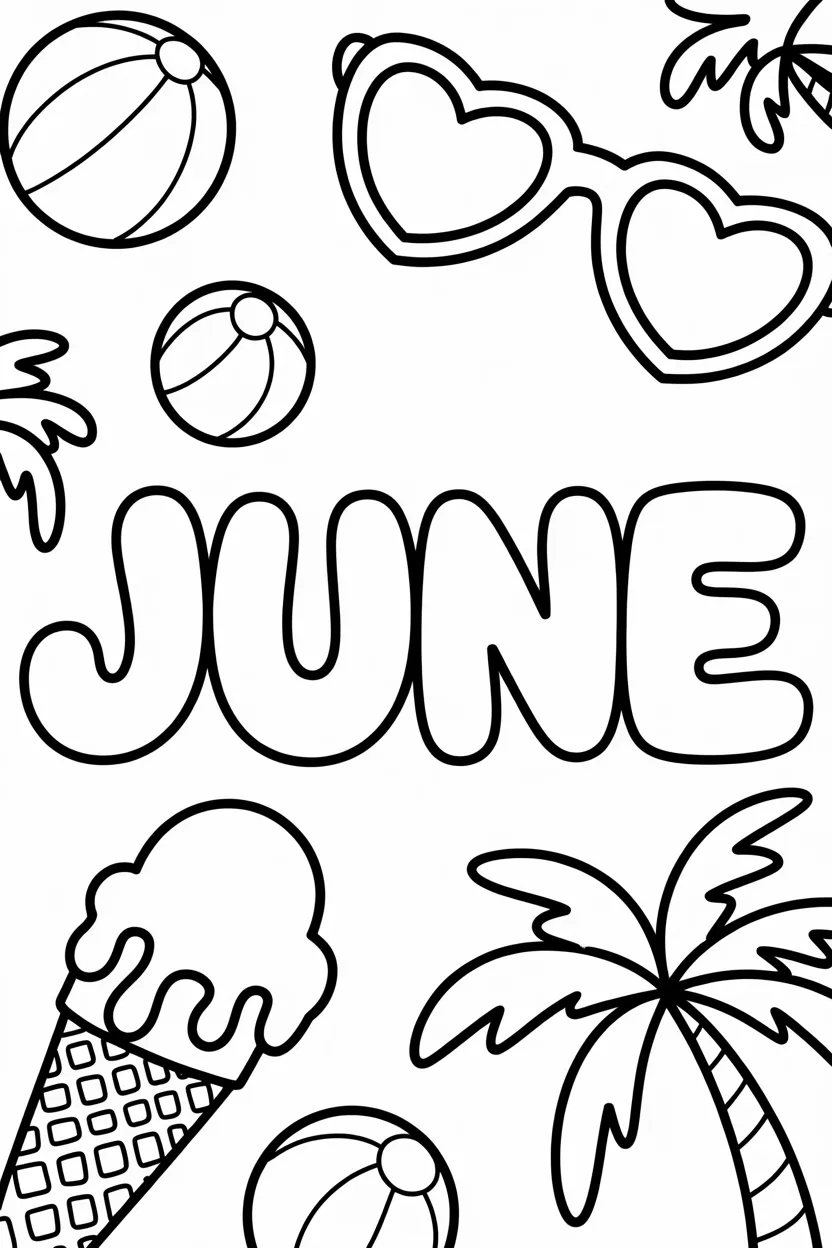 Cute june month Design 2 - Cute June Month Coloring Pages Free Printable