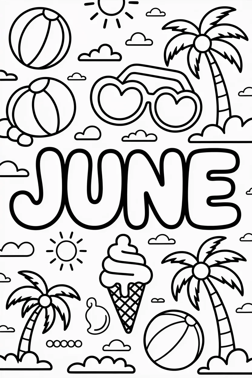 Cute june month Design 3 - Cute June Month Coloring Pages Free Printable