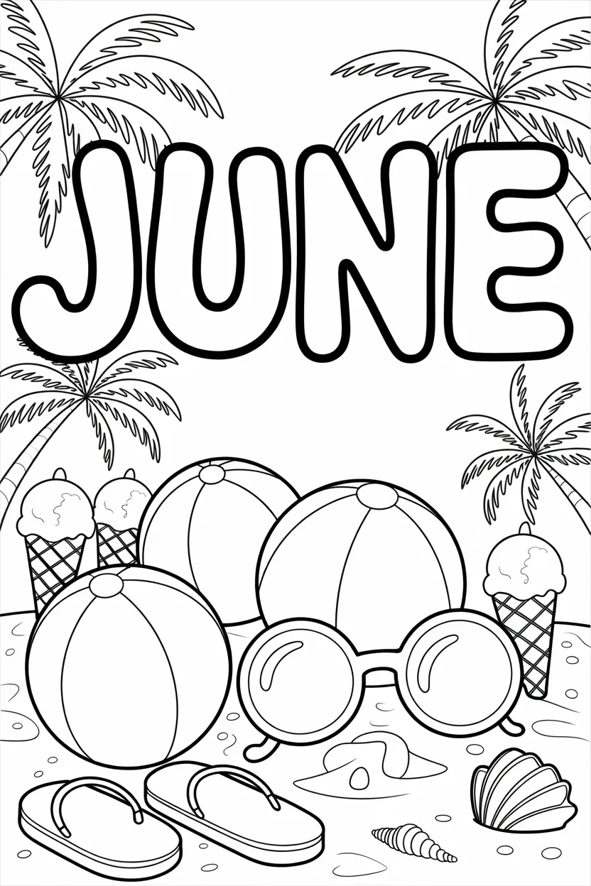 Cute june month Design 4 - Cute June Month Coloring Pages Free Printable