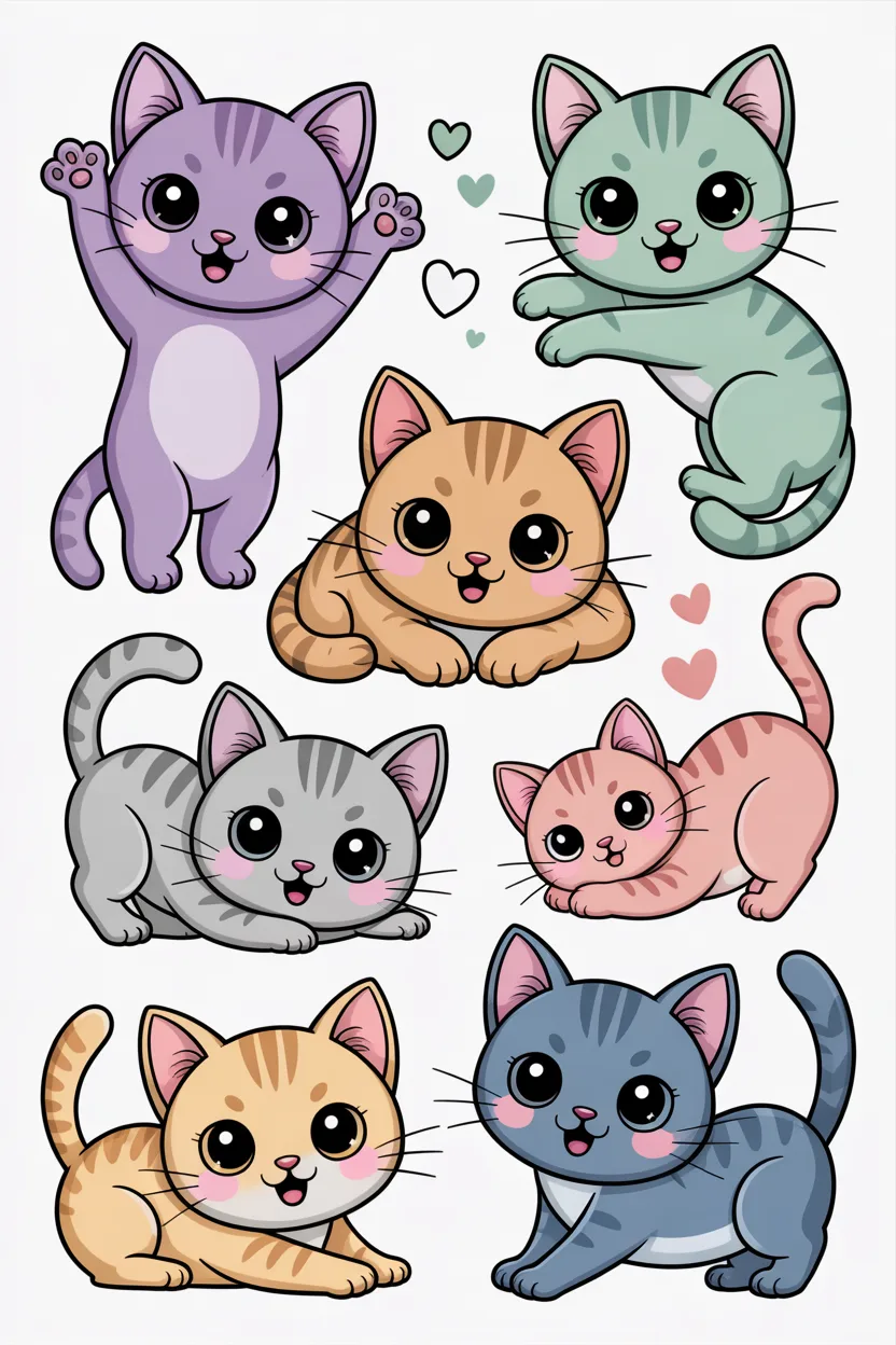 Cute kawaii aesthetic sticker set Design 3 - Cute Kawaii Aesthetic Sticker Set Free Printable - Adorabl