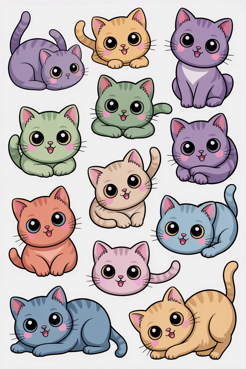 Cute kawaii aesthetic sticker set Design 4 - Cute Kawaii Aesthetic Sticker Set Free Printable - Adorabl