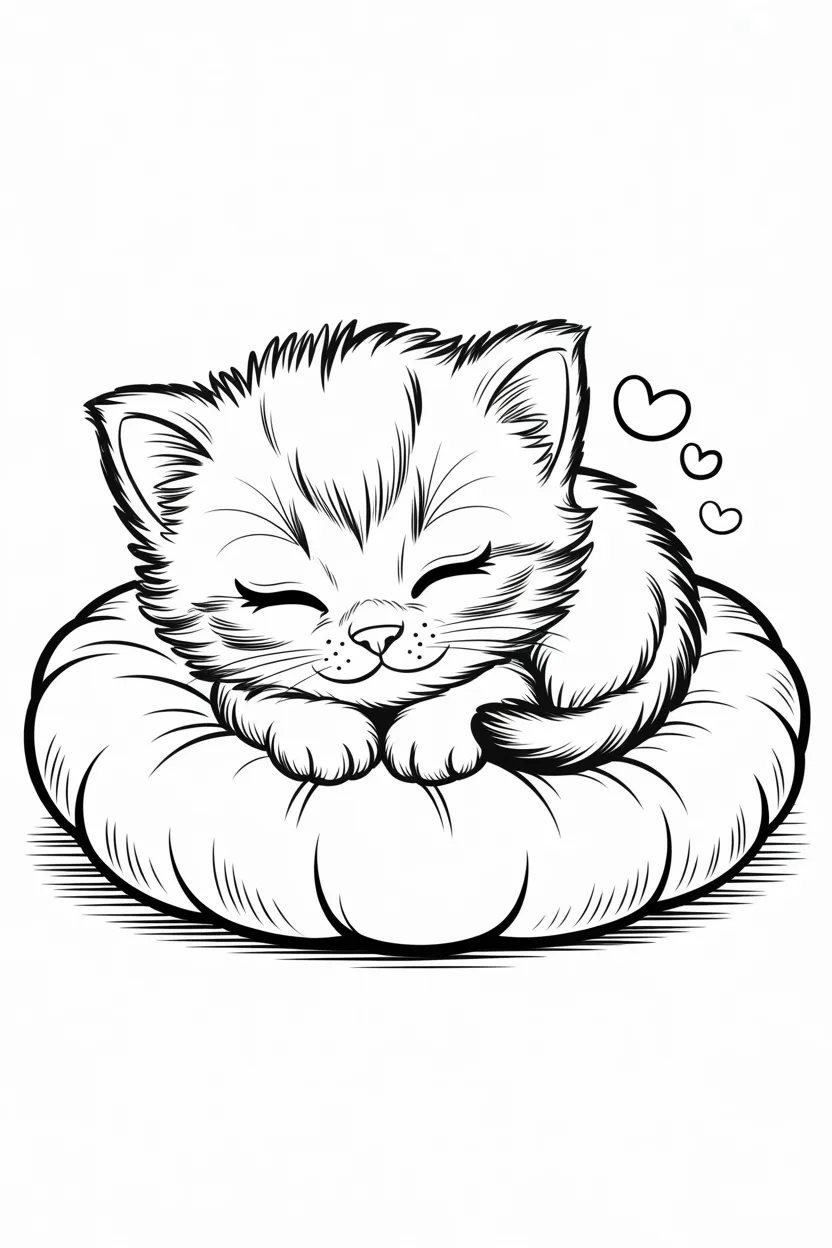 Cute kitten Design 3 - 🐱 Cute Kitten Coloring Pages Free Printable - Adorable