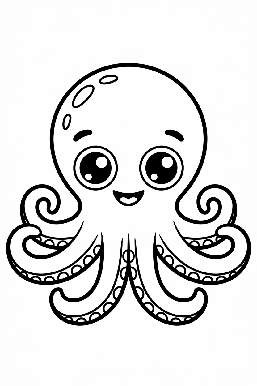 Cute octopus Design 1 - Cute Octopus Coloring Pages Free Printable for Kids - Ocea