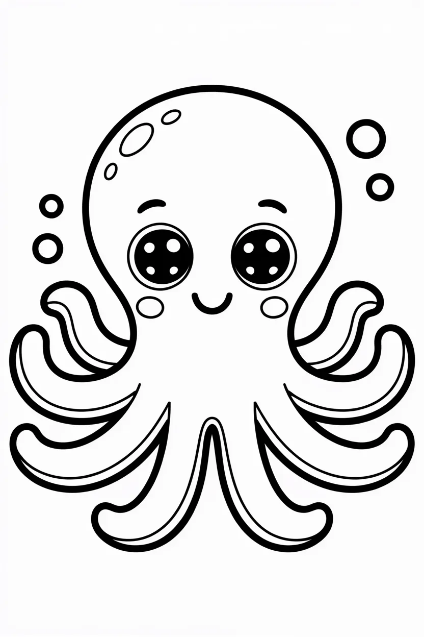 Cute octopus Design 2 - Cute Octopus Coloring Pages Free Printable for Kids - Ocea