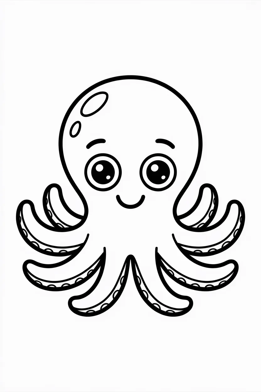 Cute octopus Design 3 - Cute Octopus Coloring Pages Free Printable for Kids - Ocea