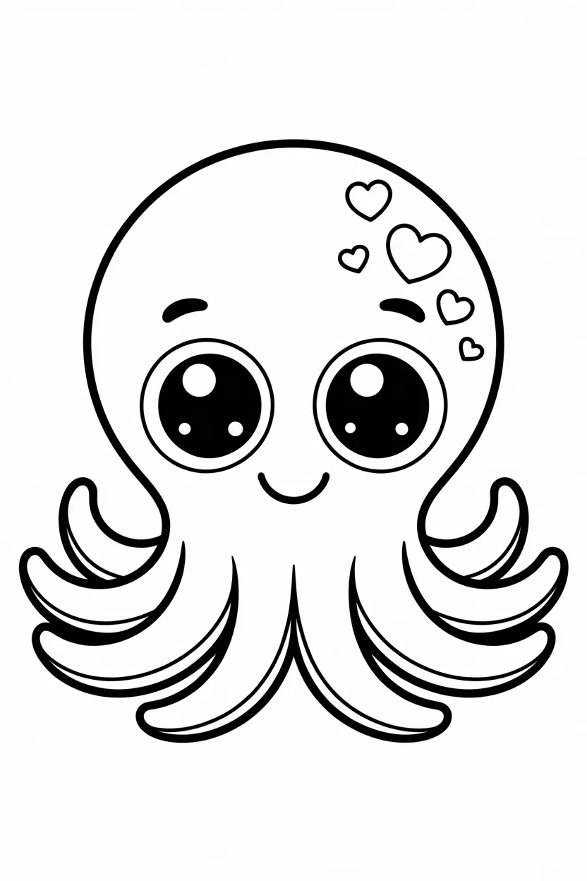 Cute octopus Design 4 - Cute Octopus Coloring Pages Free Printable for Kids - Ocea