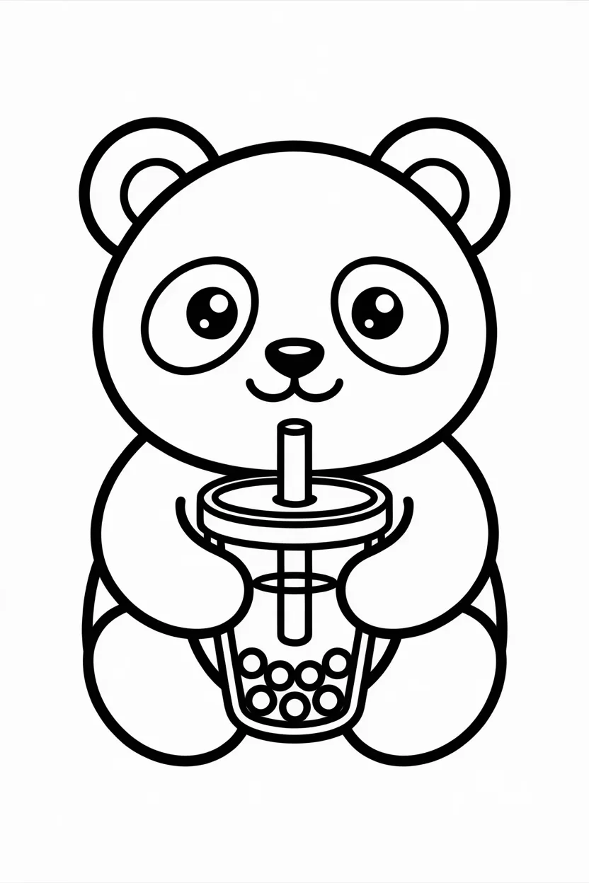 Cute panda Design 1 - Cute Panda Coloring Pages Free Printable for Kids - Adorab