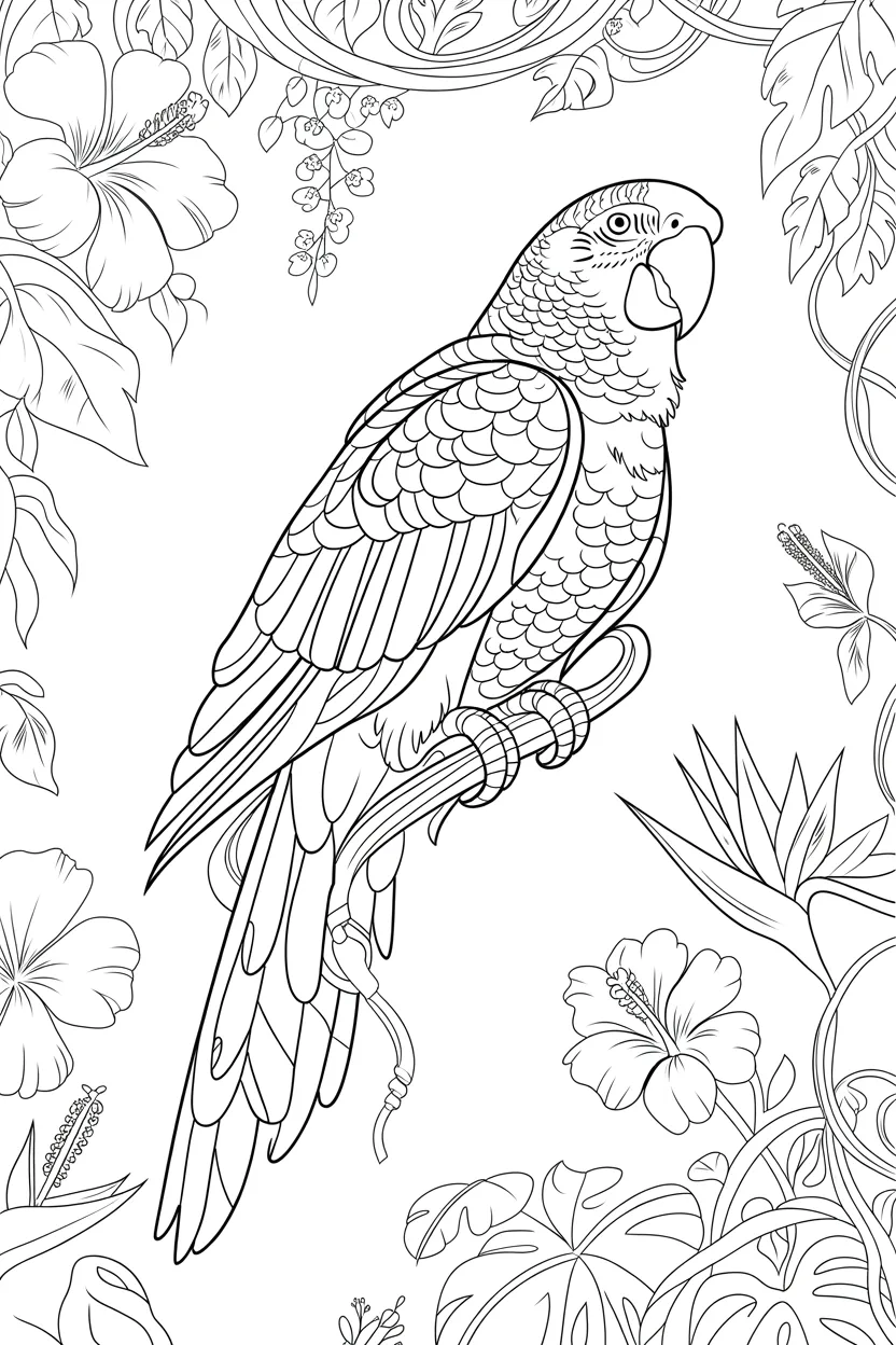 Cute parrot Design 2 - Cute Parrot Coloring Pages Free Printable