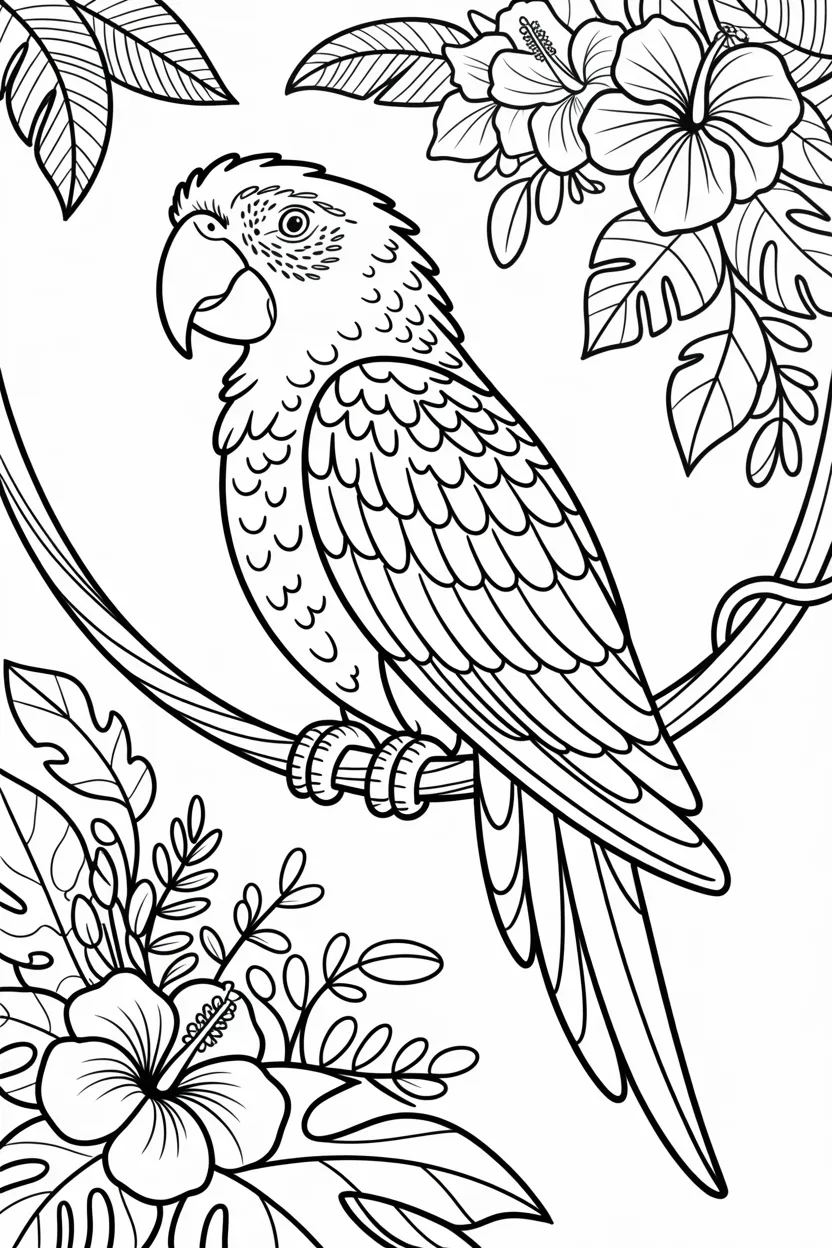 Cute parrot Design 3 - Cute Parrot Coloring Pages Free Printable