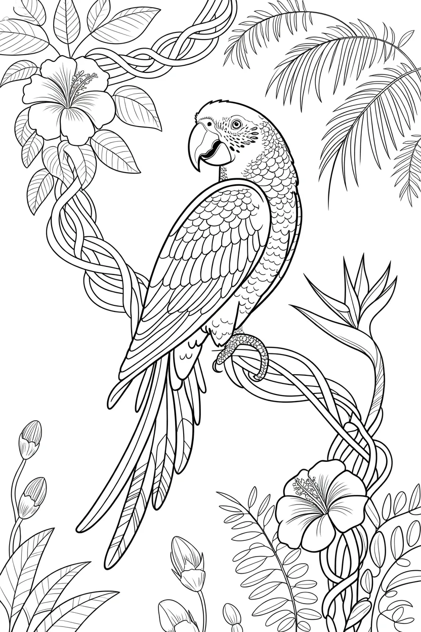 Cute parrot Design 4 - Cute Parrot Coloring Pages Free Printable