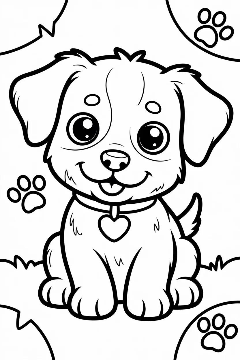 Cute puppy classroom scene - Cute Puppy Coloring Pages Free Printable for Kids