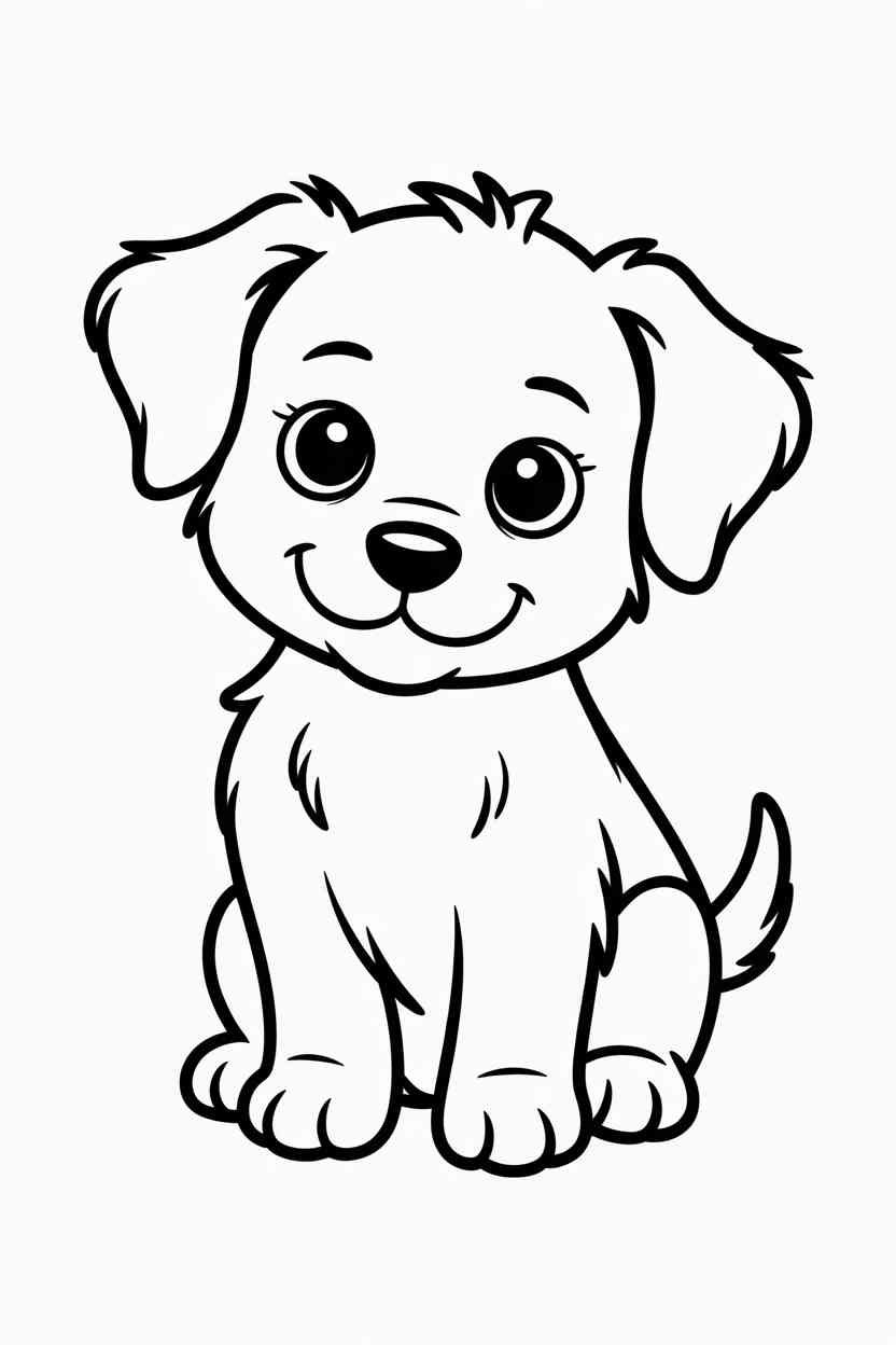 Cute puppy sitting - Cute Puppy Coloring Pages Free Printable for Kids