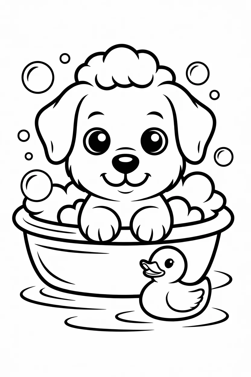 Cute puppy wagging tail - Cute Puppy Coloring Pages Free Printable for Kids