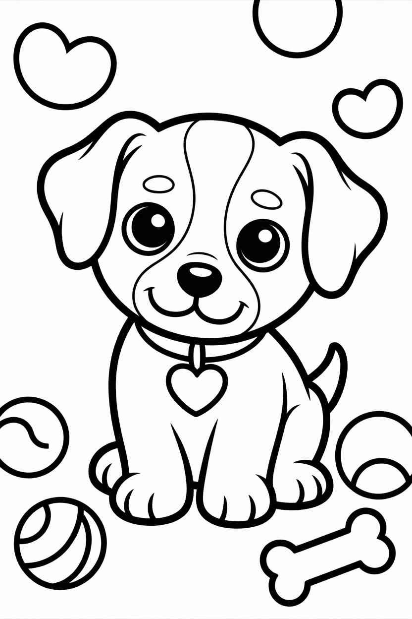 Cute puppy with bone - Cute Puppy Coloring Pages Free Printable for Kids