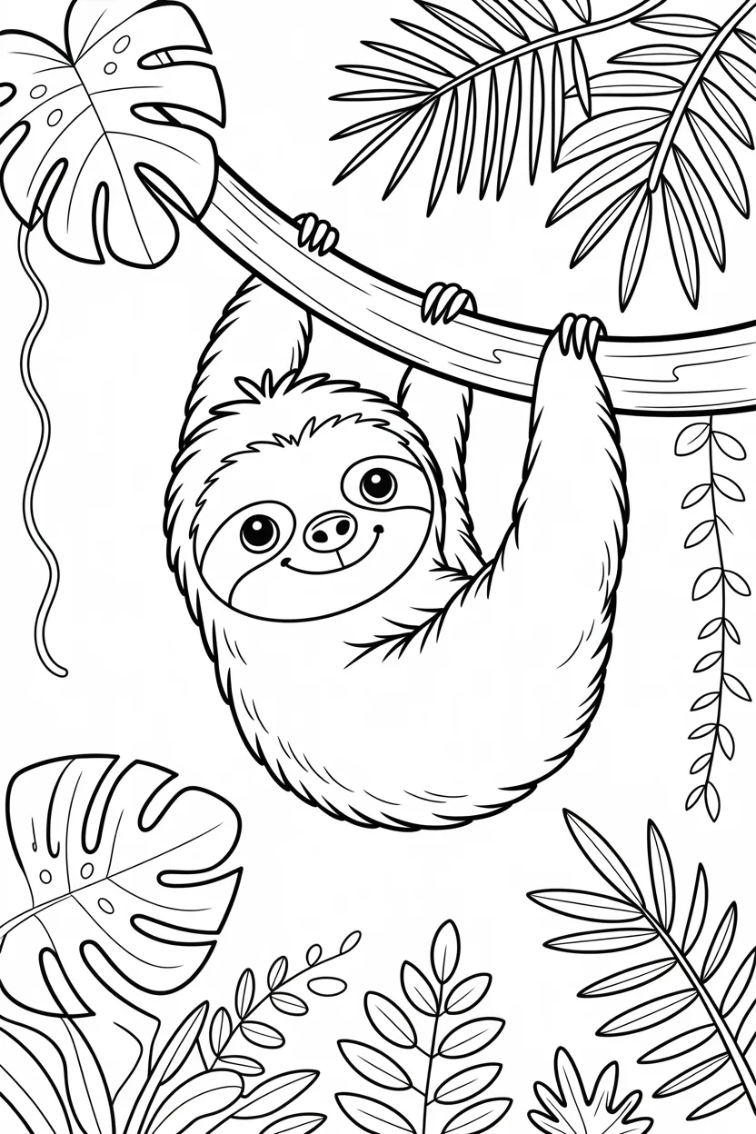 Cute sloth Design 1 - Cute Sloth Coloring Pages Free Printable for Kids