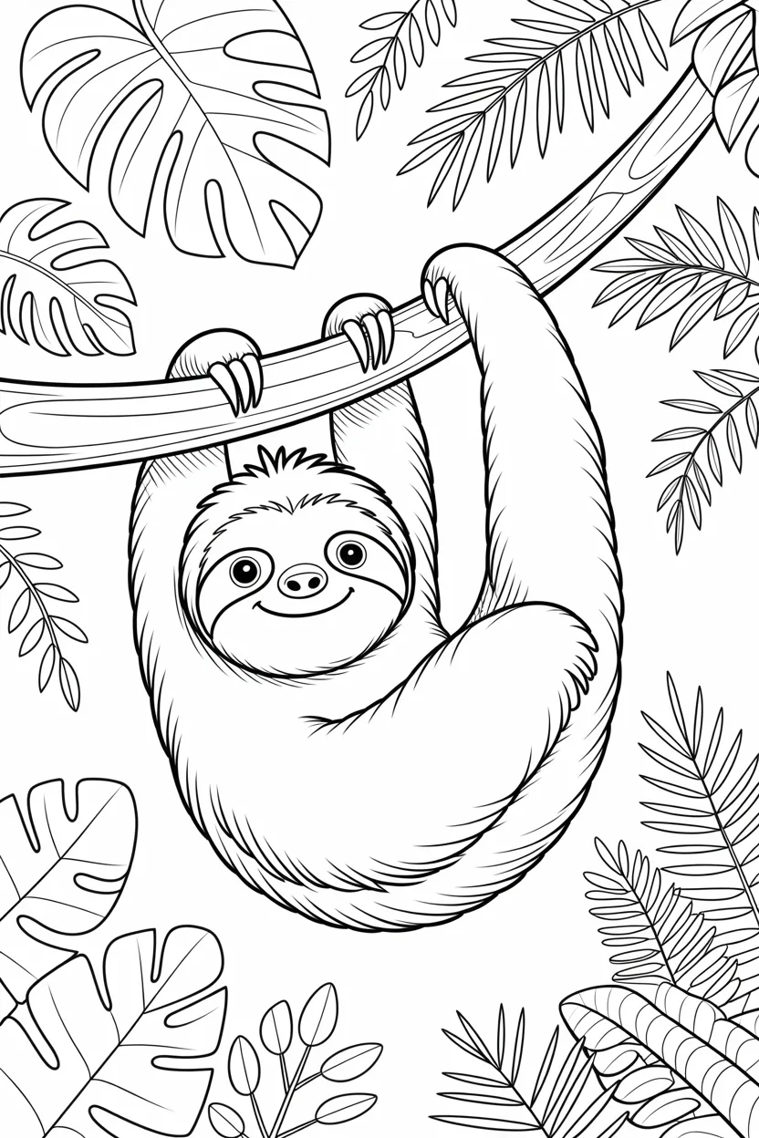 Cute sloth Design 2 - Cute Sloth Coloring Pages Free Printable for Kids