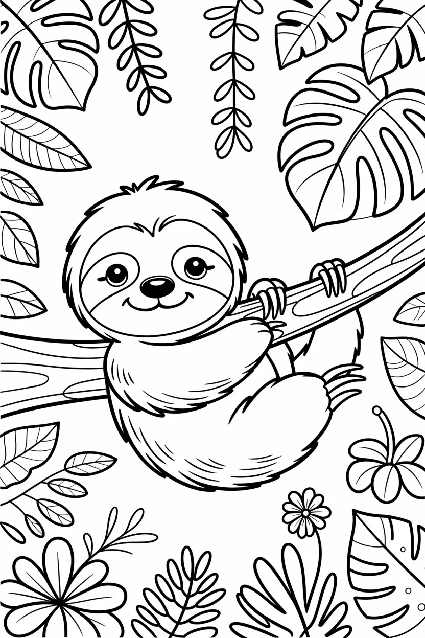 Cute sloth Design 3 - Cute Sloth Coloring Pages Free Printable for Kids