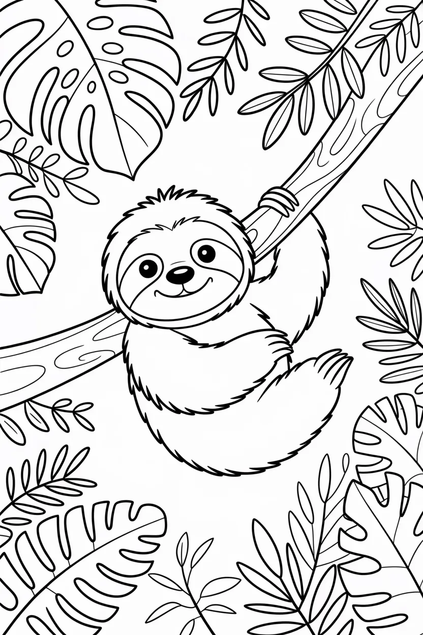 Cute sloth Design 4 - Cute Sloth Coloring Pages Free Printable for Kids