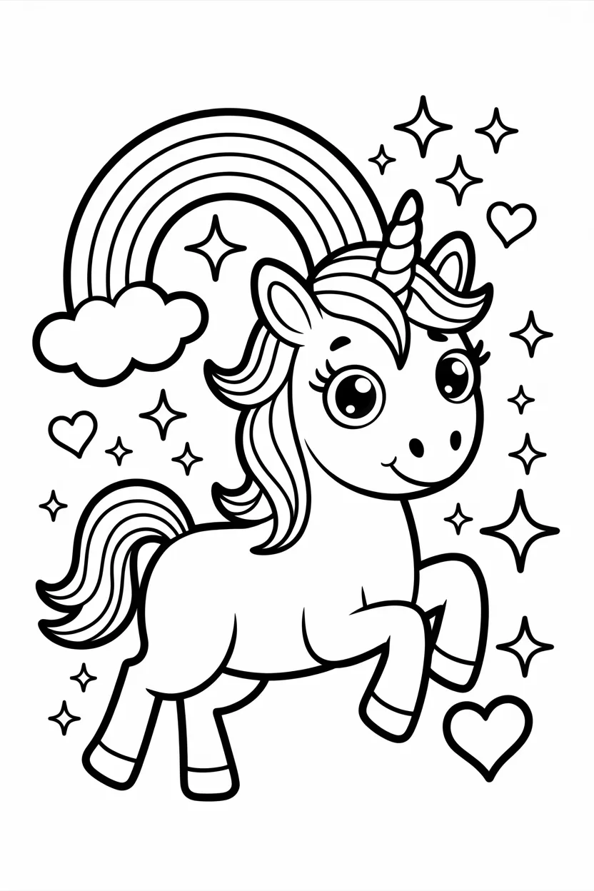 Cute unicorn Design 4 - Cute Unicorn Coloring Pages Free Printable for Kids