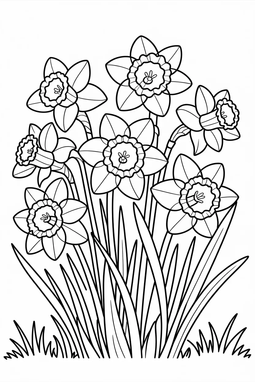 Daffodils Design 1 - Daffodils coloring pages free printable - Beautiful