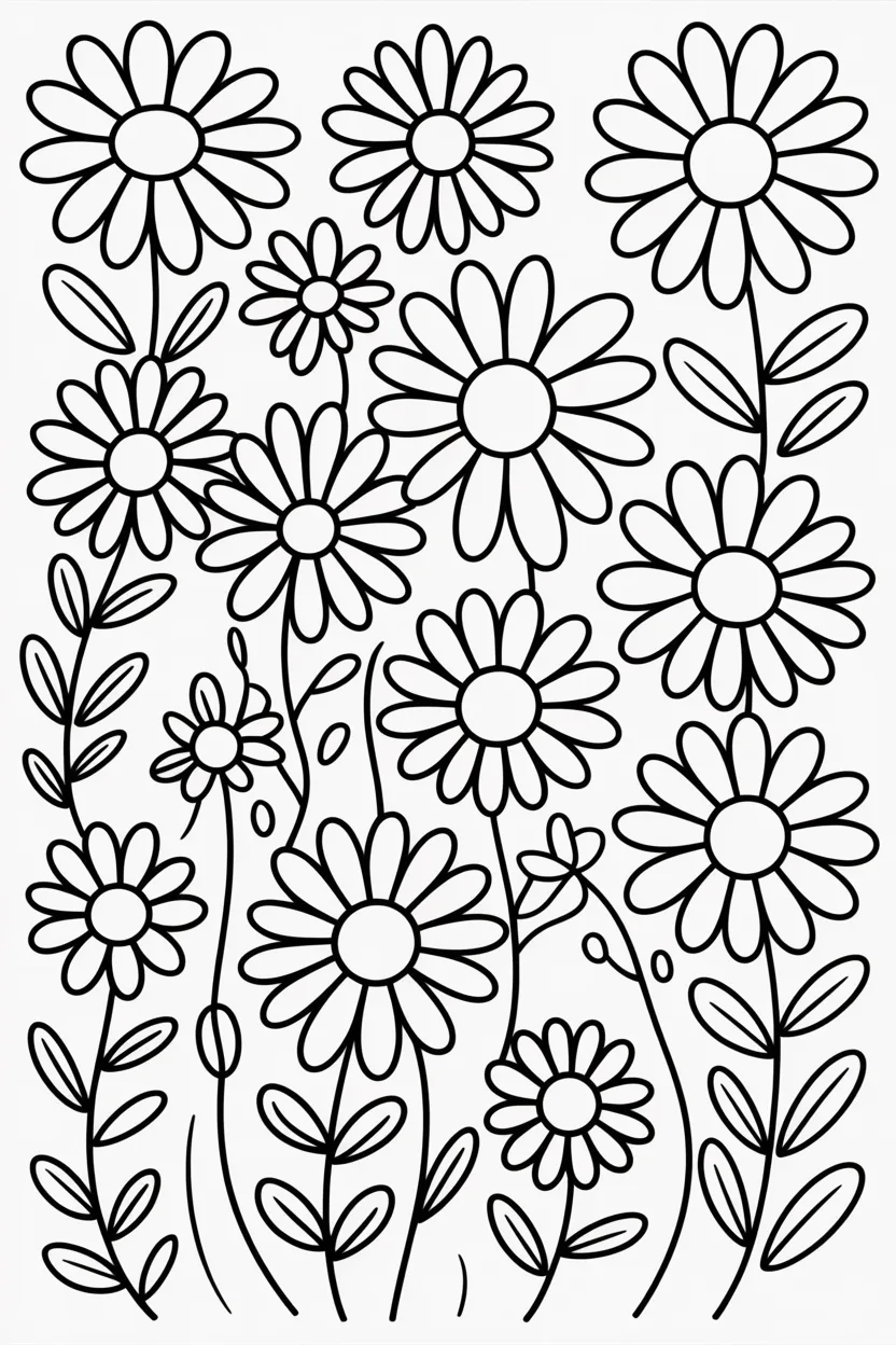 Daisy flowers Design 4 - Daisy Flowers Coloring Pages Free Printable - Floral