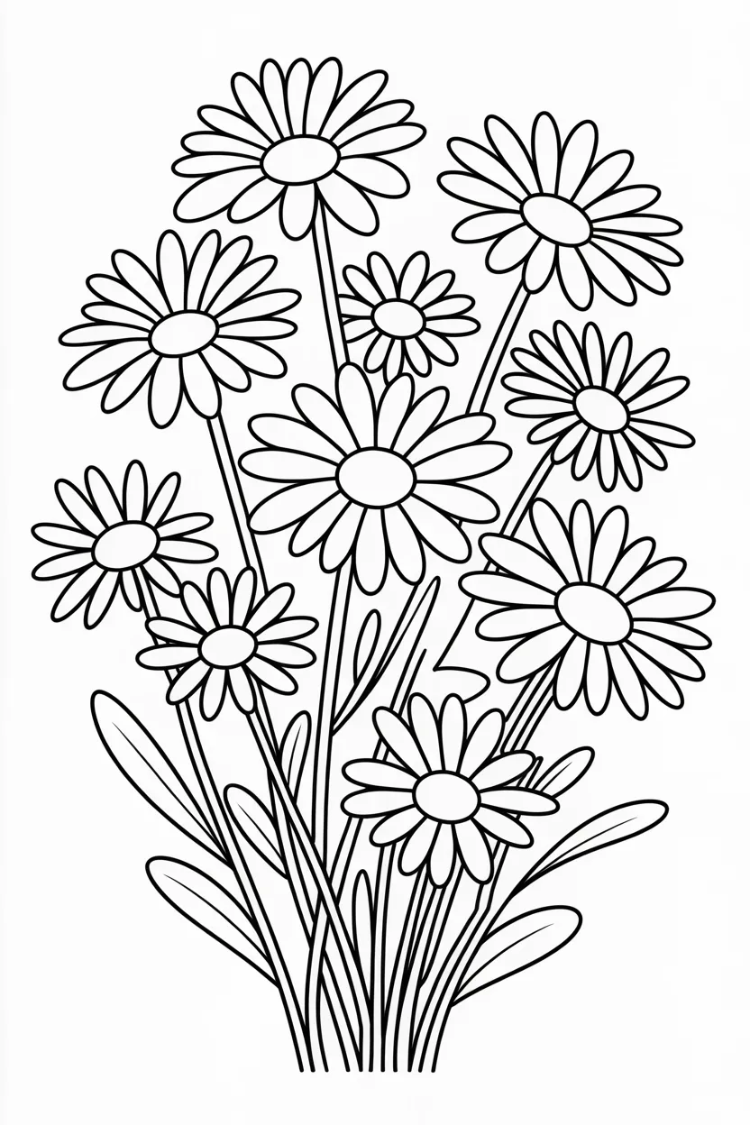 Daisy flowers Design 6 - Daisy Flowers Coloring Pages Free Printable - Creative