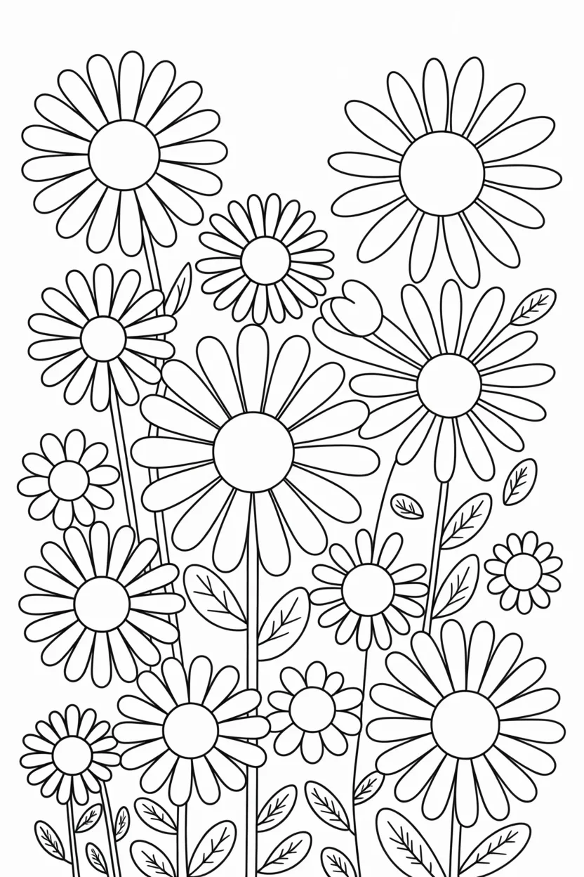 Daisy flowers Design 1 - Daisy Flowers Coloring Pages Free Printable - Easy Designs (2)