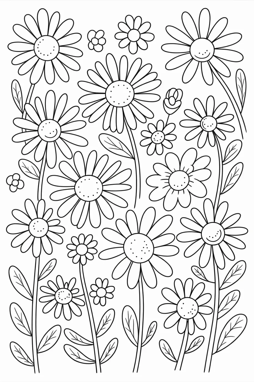 Daisy flowers Design 4 - Daisy Flowers Coloring Pages Free Printable - Floral (2)
