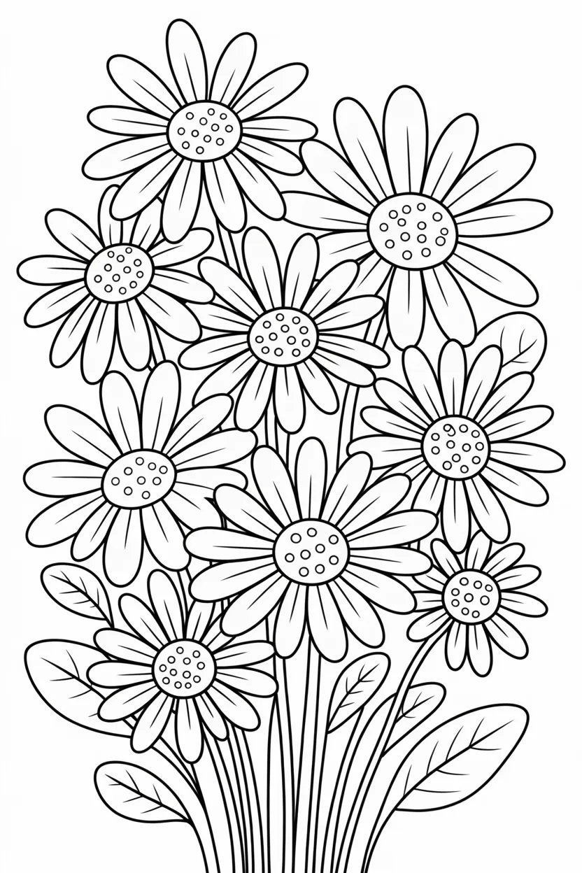 Daisy flowers Design 6 - Daisy Flowers Coloring Pages Free Printable - Creative (2)