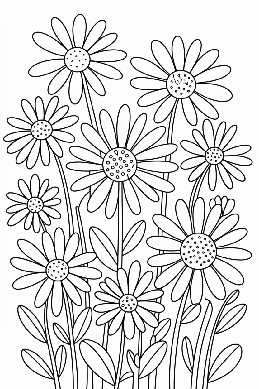 Daisy flowers Design 1 - Daisy Flowers Coloring Pages Free Printable - Easy Designs (3)