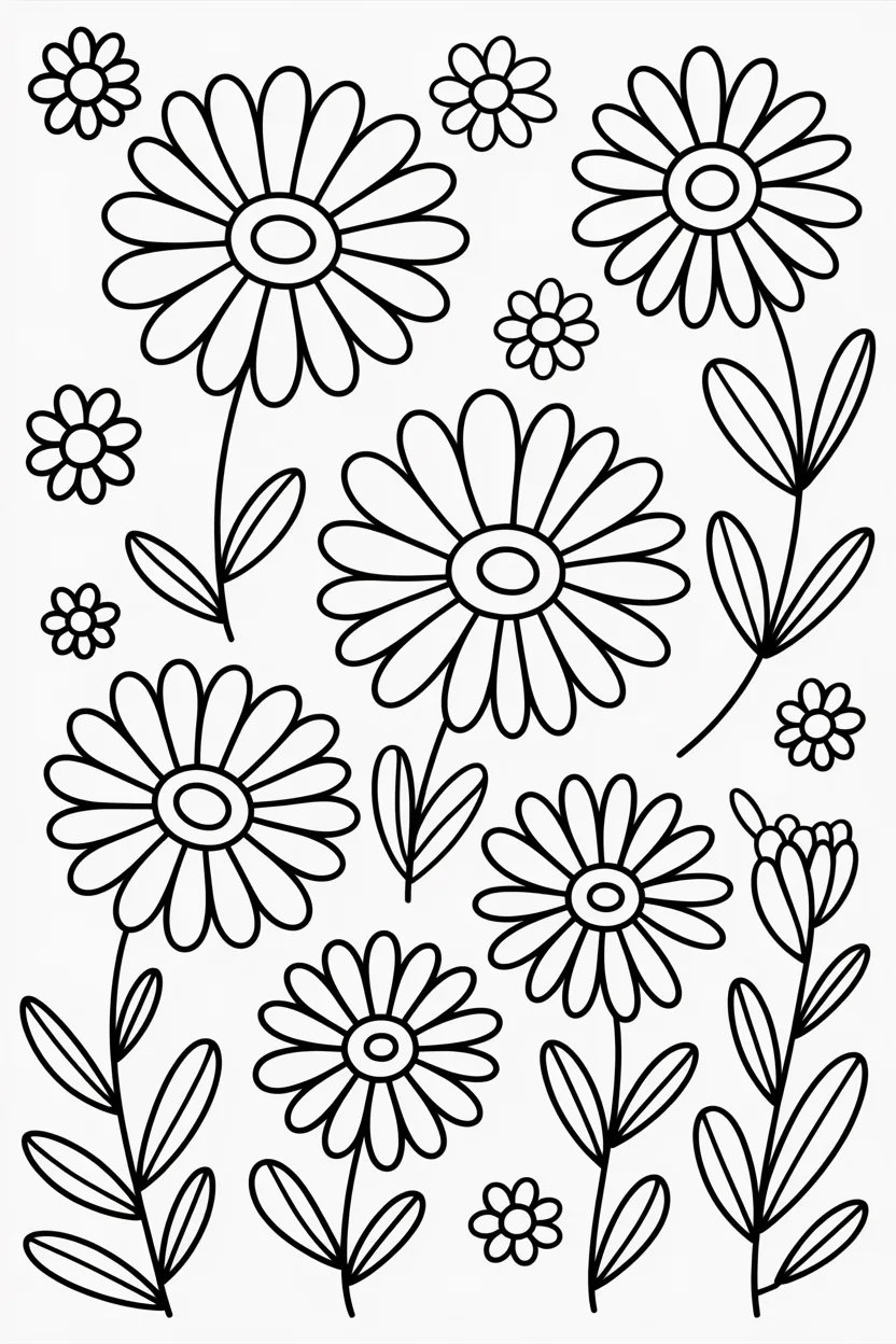 Daisy flowers Design 4 - Daisy Flowers Coloring Pages Free Printable - Floral (3)