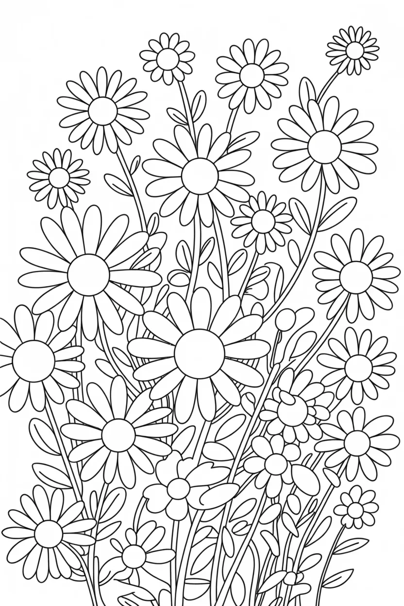 Daisy flowers Design 4 - Daisy Flowers Coloring Pages Free Printable - Floral (4)