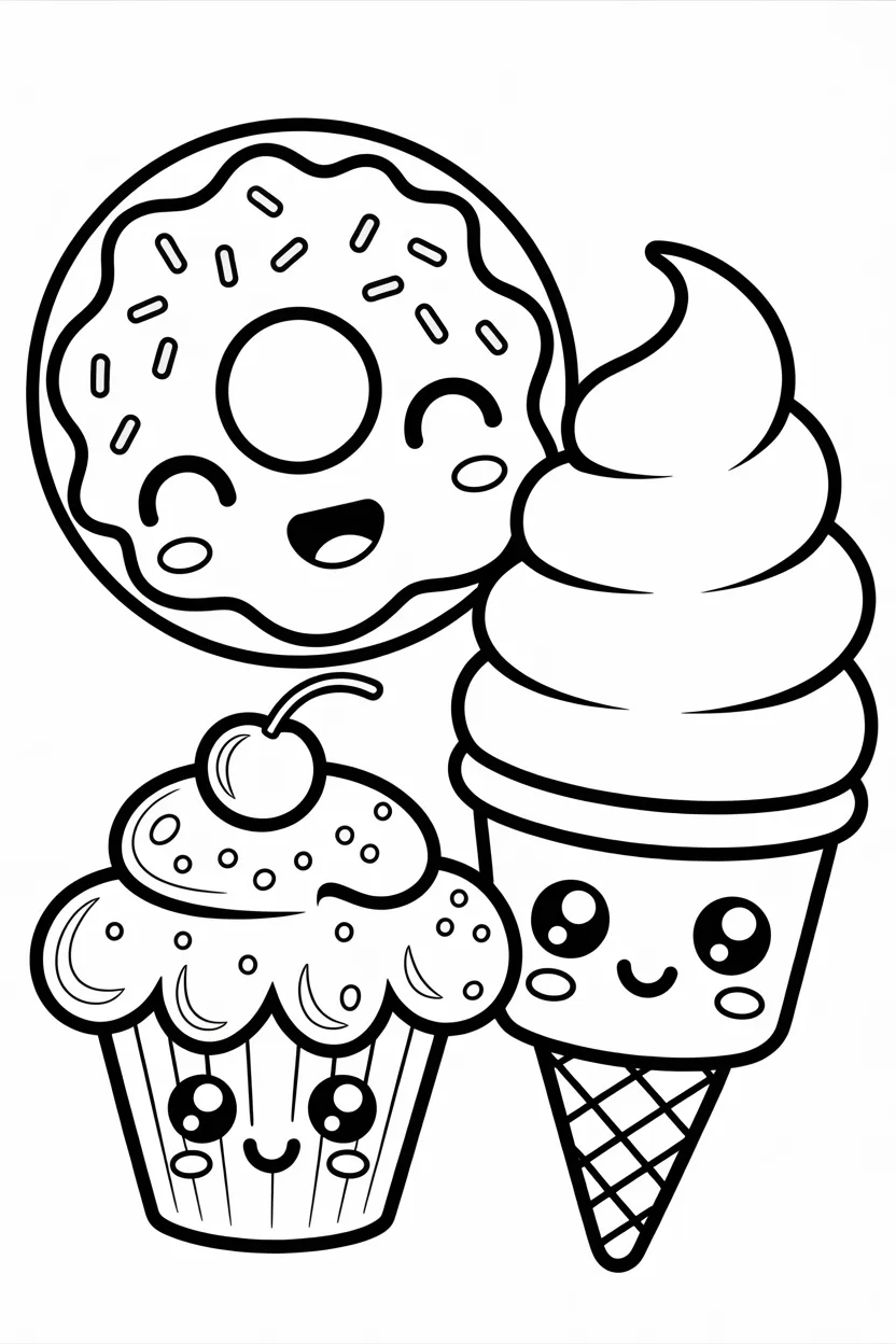 Dessert cupcake - Dessert Coloring Pages Free Printable