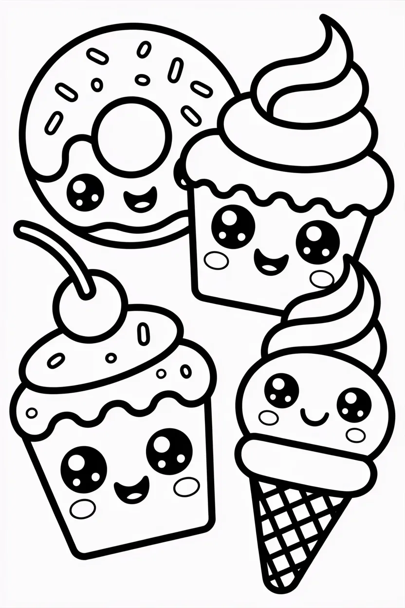 Dessert donut - Dessert Coloring Pages Free Printable