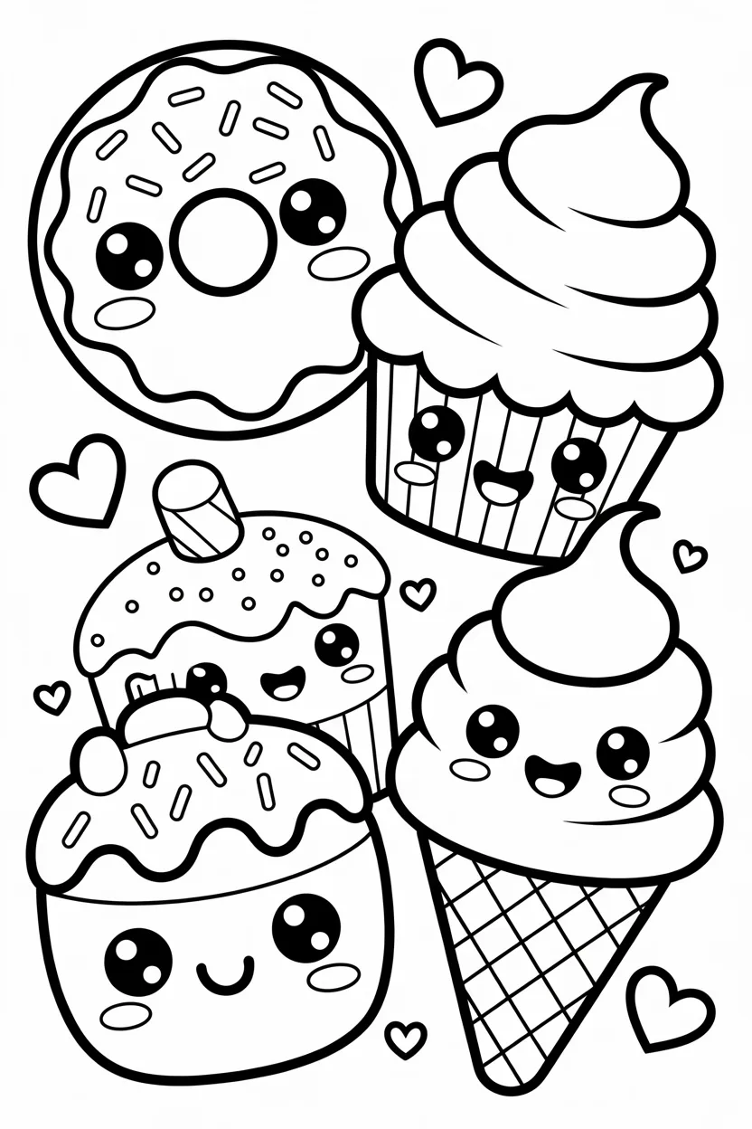 Dessert ice cream - Dessert Coloring Pages Free Printable