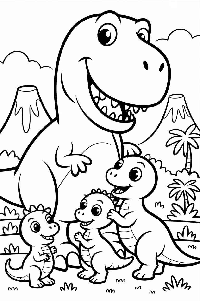 Dinosaur with baby - Dinosaur With Baby Dinos Coloring Pages – Fun & Educational Printables for Kids