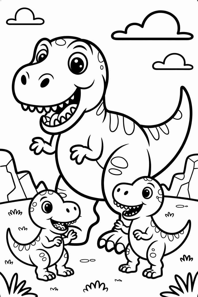 Dinosaur with baby - Dinosaur With Baby Dinos Coloring Pages – Fun & Educational Printables for Kids (2)