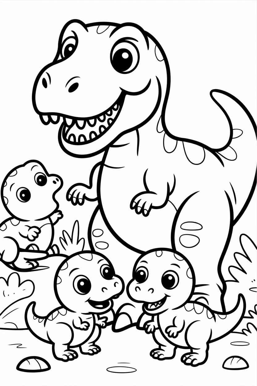 Dinosaur with baby - Dinosaur With Baby Dinos Coloring Pages – Fun & Educational Printables for Kids (3)
