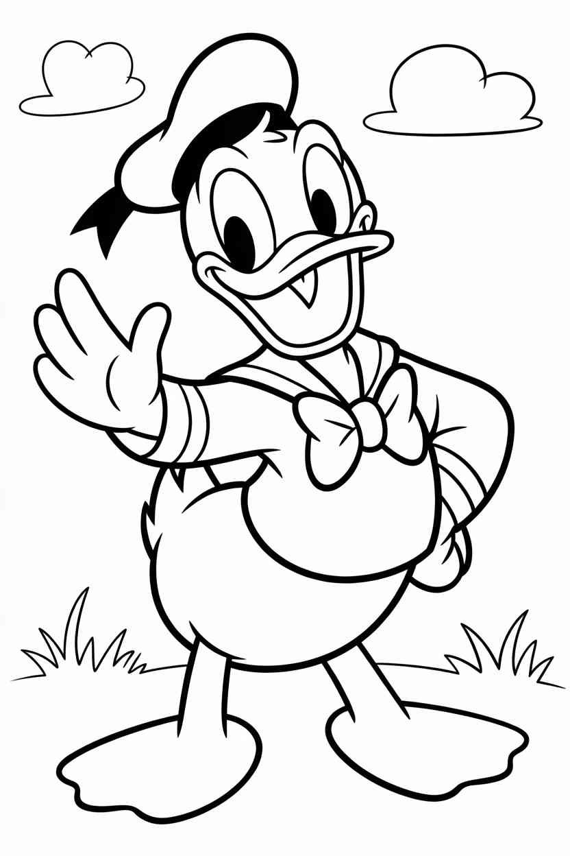 Donald duck Design 1 - Donald Duck Coloring Pages Free Printable - Cartoon