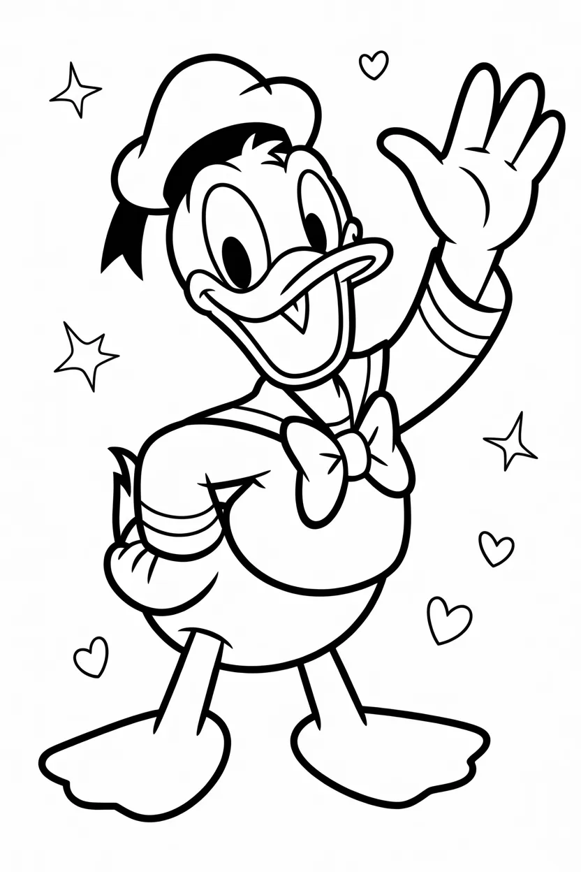 Donald duck Design 11 - Donald Duck Coloring Pages Free Printable - Cartoon