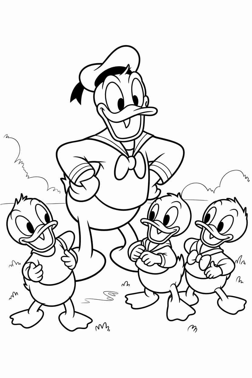 Donald duck Design 2 - Donald Duck Coloring Pages Free Printable - Cartoon
