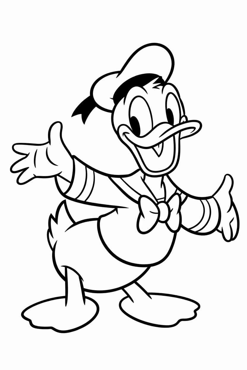 Donald duck Design 3 - Donald Duck Coloring Pages Free Printable - Cartoon