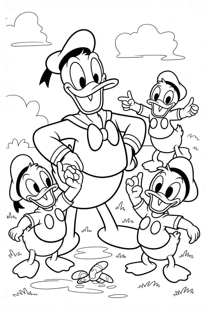 Donald duck Design 4 - Donald Duck Coloring Pages Free Printable - Cartoon