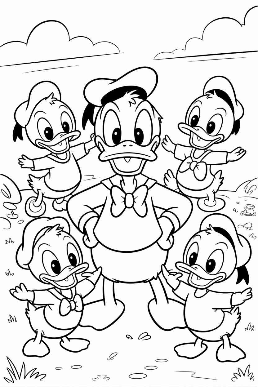 Donald duck Design 7 - Donald Duck Coloring Pages Free Printable - Cartoon