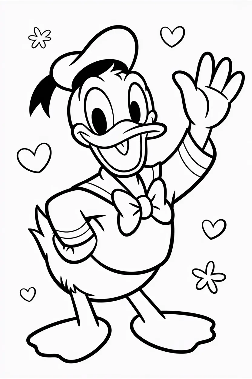 Donald duck Design 8 - Donald Duck Coloring Pages Free Printable - Cartoon