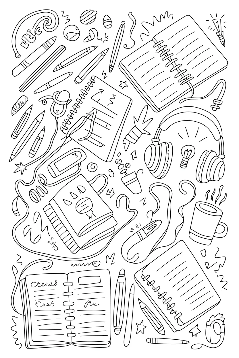Doodle Design 3 - Doodle Coloring Pages Free Printable for Kids - Creative