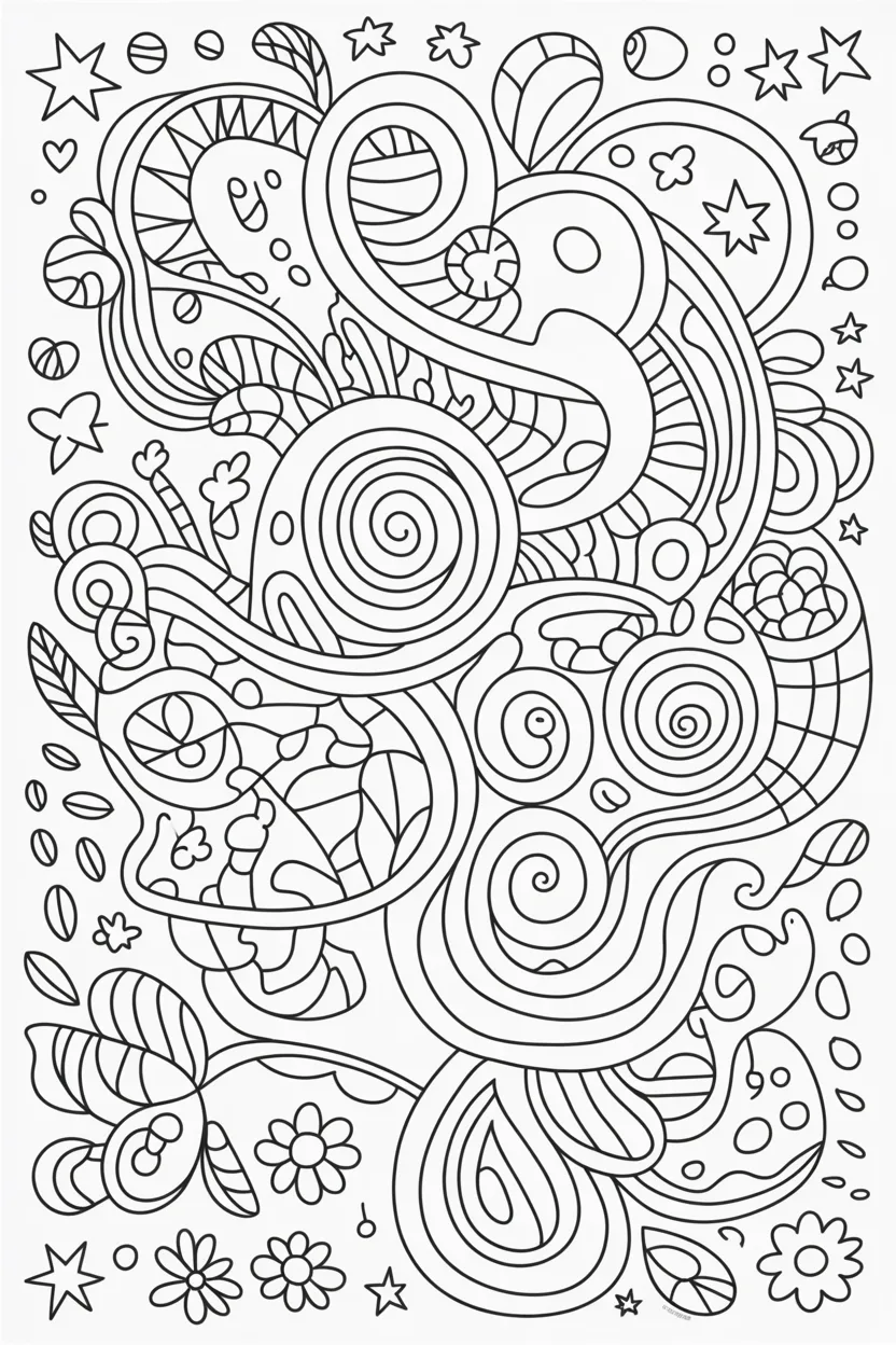 Doodle abstract lines - Doodle Coloring Pages Free Printable